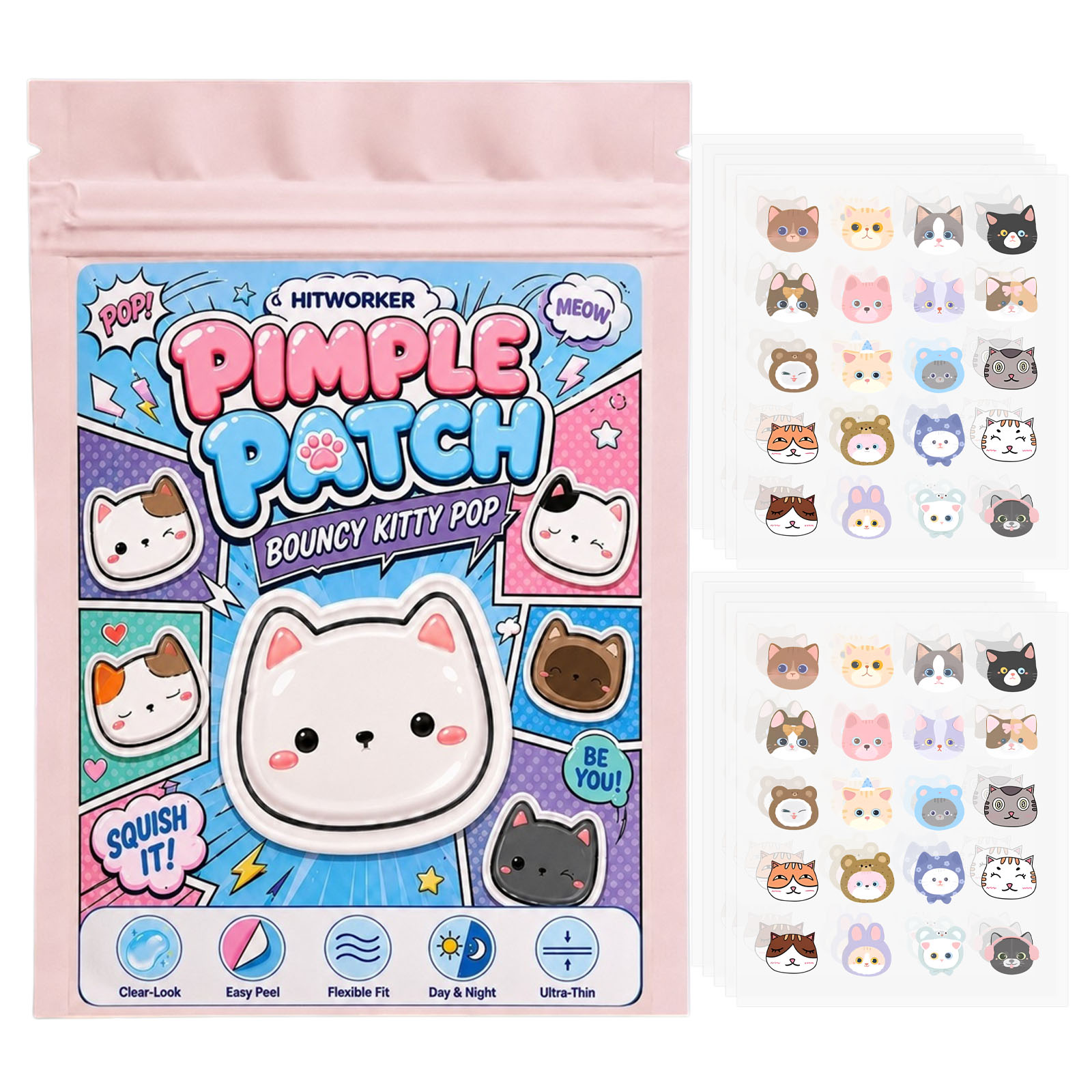Hydrocolloid Pimple Patch - 100 шт. милых пластырей от прыщей