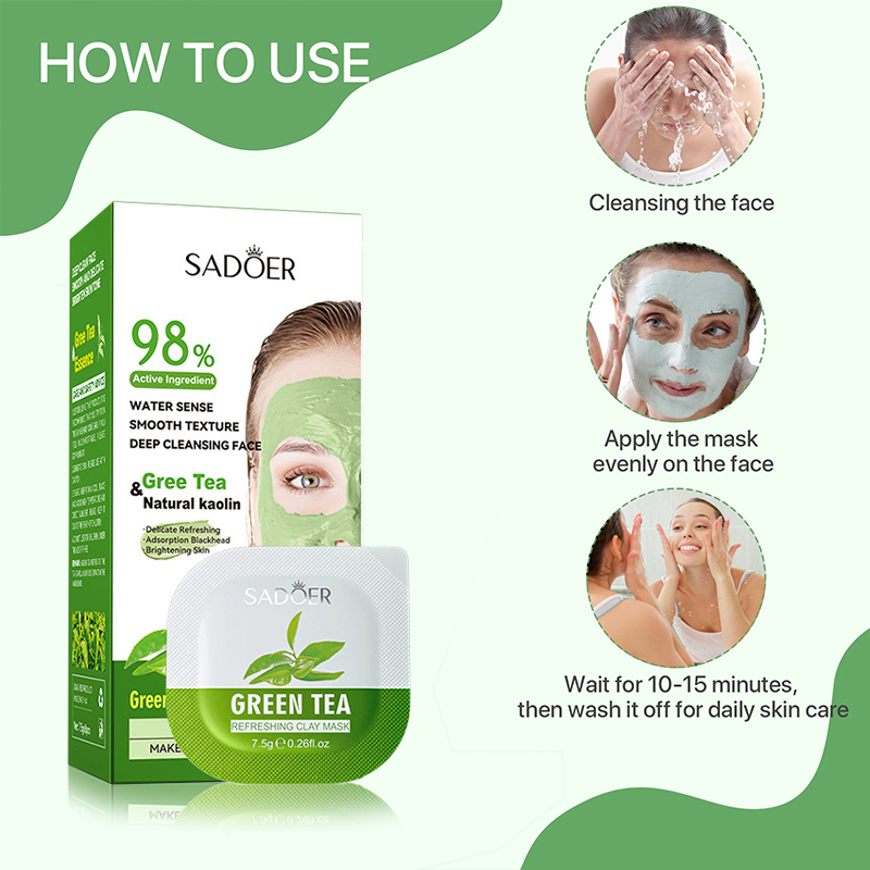 8 шт., маска для очистки лица  – обзор и цена Green Tea Cleansing Clay Mask