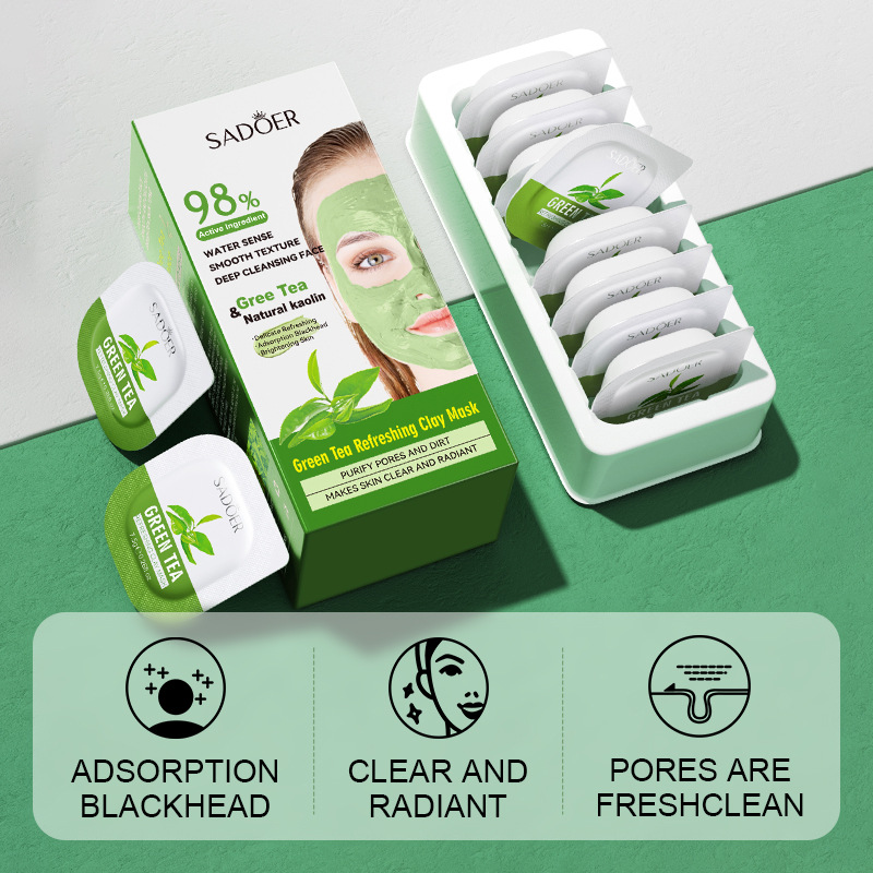 8 шт., маска для очистки лица  – обзор и цена Green Tea Cleansing Clay Mask